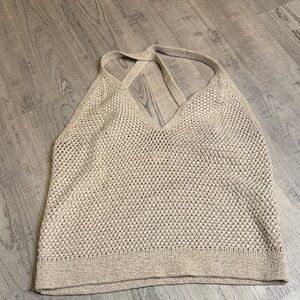 Elegant Cleo + Wolf Beige Knit Tank Top